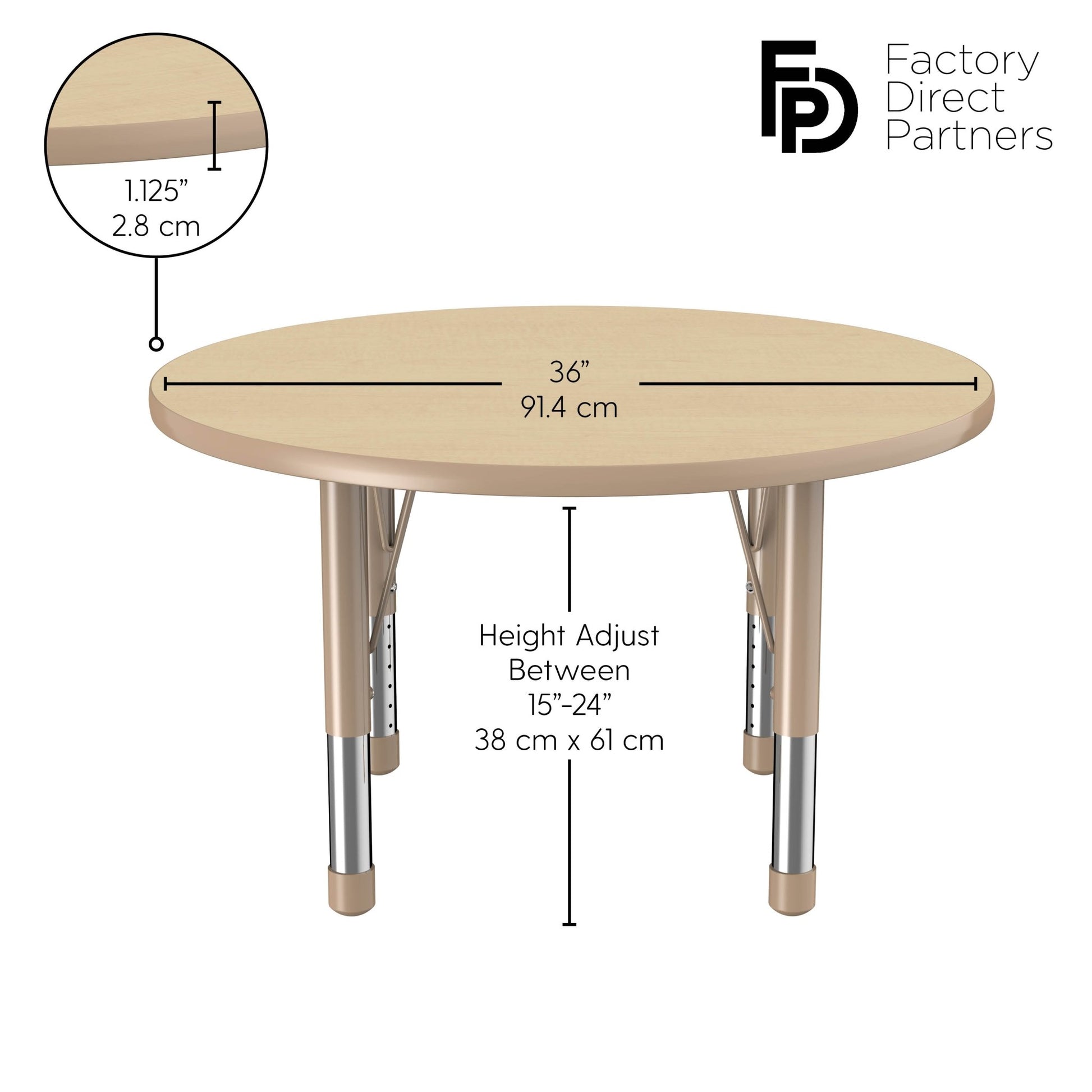 FDP 36" Round T - Molding Activity Table with Adjustable Chunky Legs (FDP - 10041 - XX) - SchoolOutlet