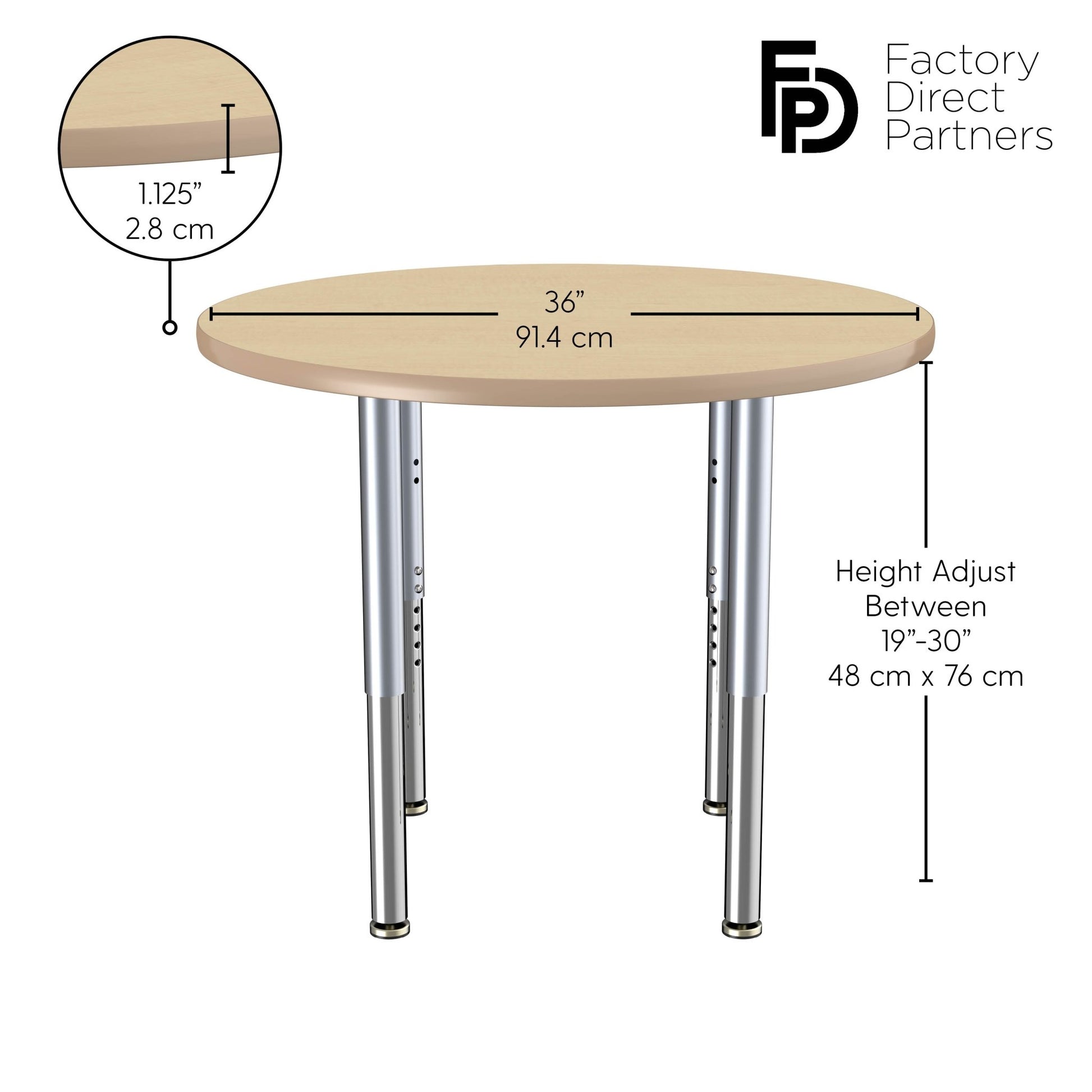 FDP 36" Round T - Molding Activity Table with Adjustable Super Legs (FDP - 10042 - XX) - SchoolOutlet