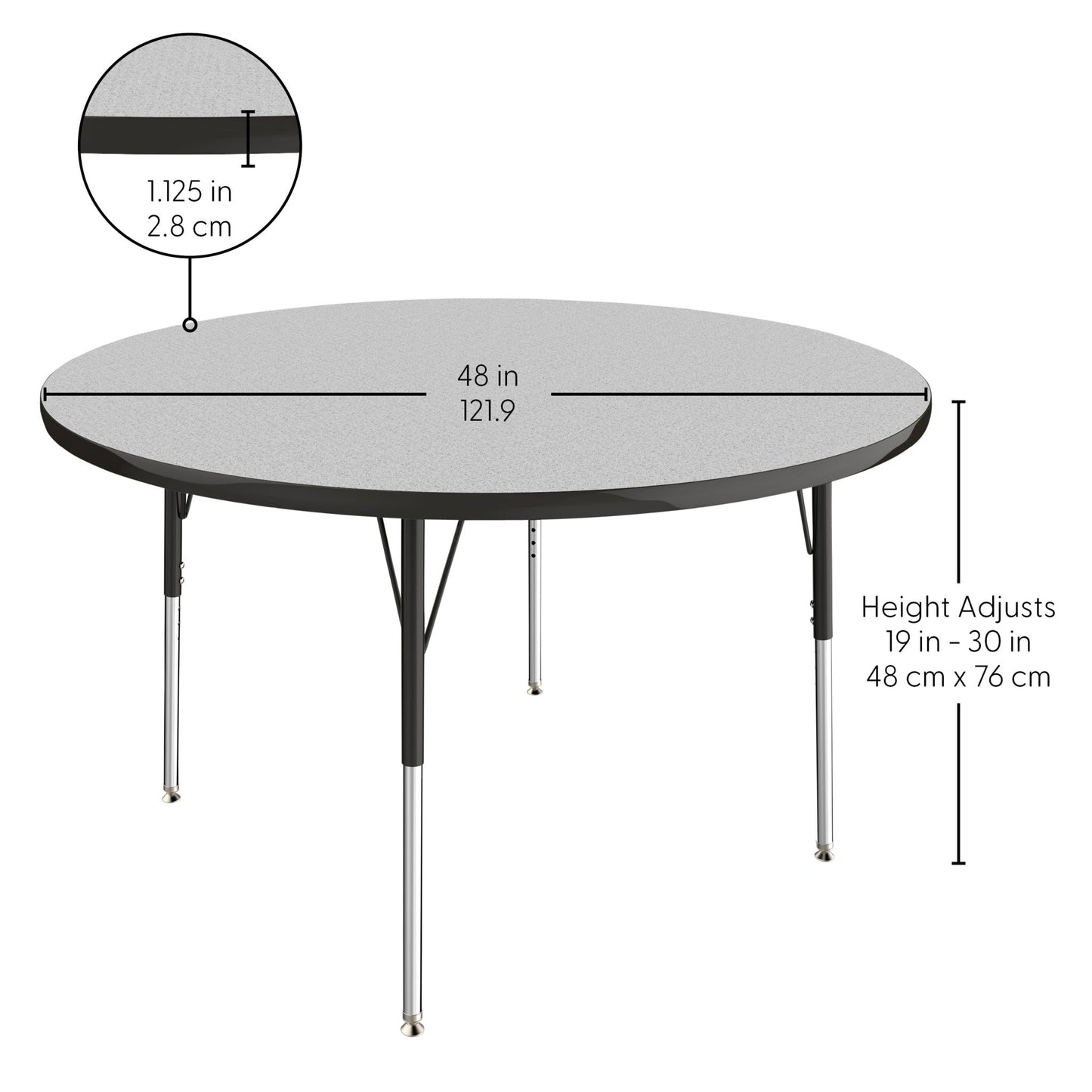 FDP 48" Round T - Molding Activity Table with Adjustable Standard Swivel Glide Legs (FDP - 10043 - XX) - SchoolOutlet