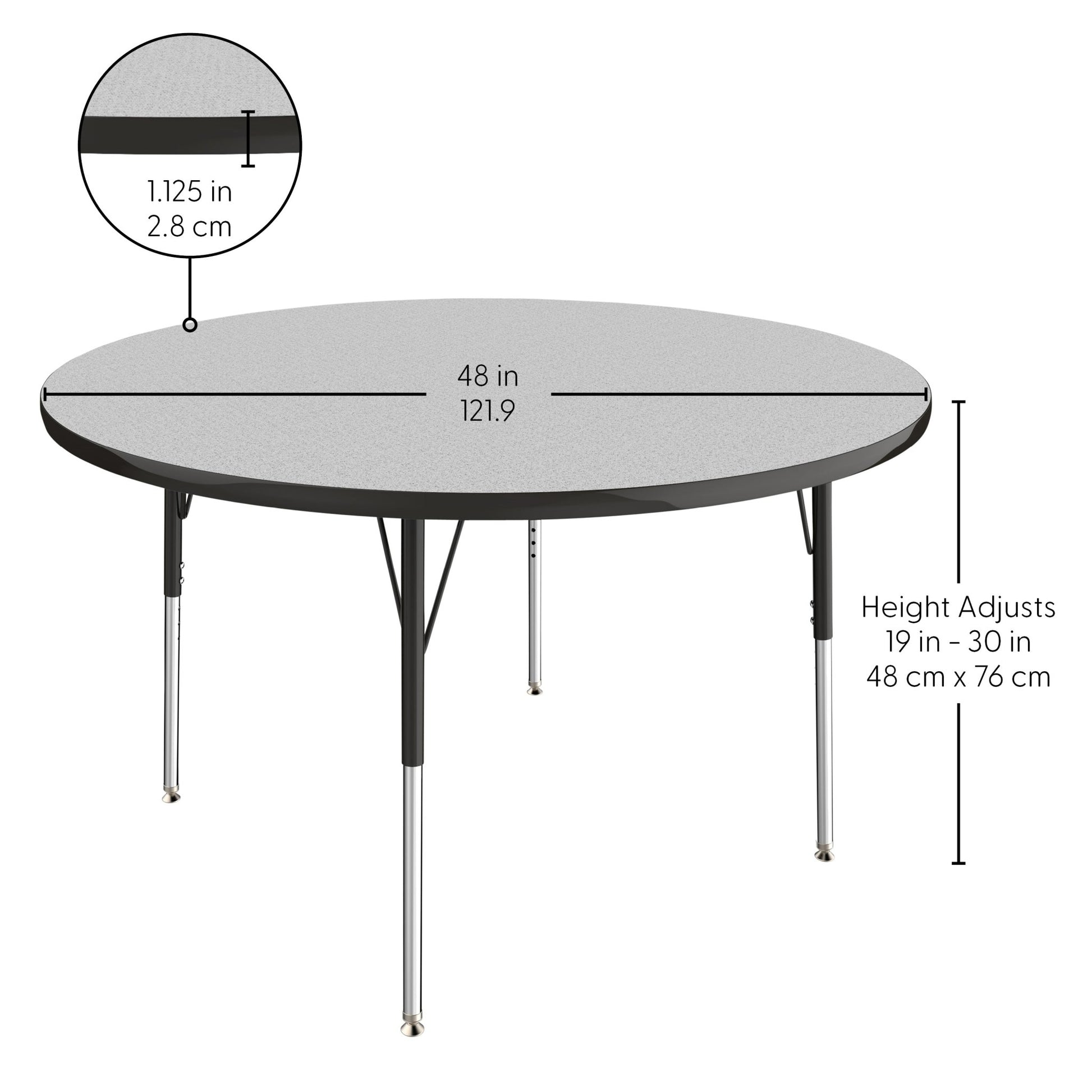FDP 48" Round T - Molding Activity Table with Adjustable Standard Swivel Glide Legs (FDP - 10043 - XX) - SchoolOutlet