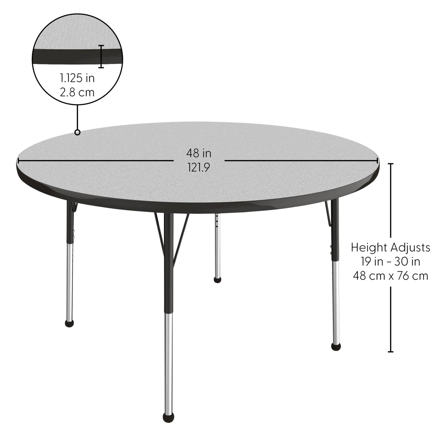 FDP 48" Round T - Molding Activity Table with Adjustable Standard Ball Glide Legs (FDP - 10044 - XX) - SchoolOutlet