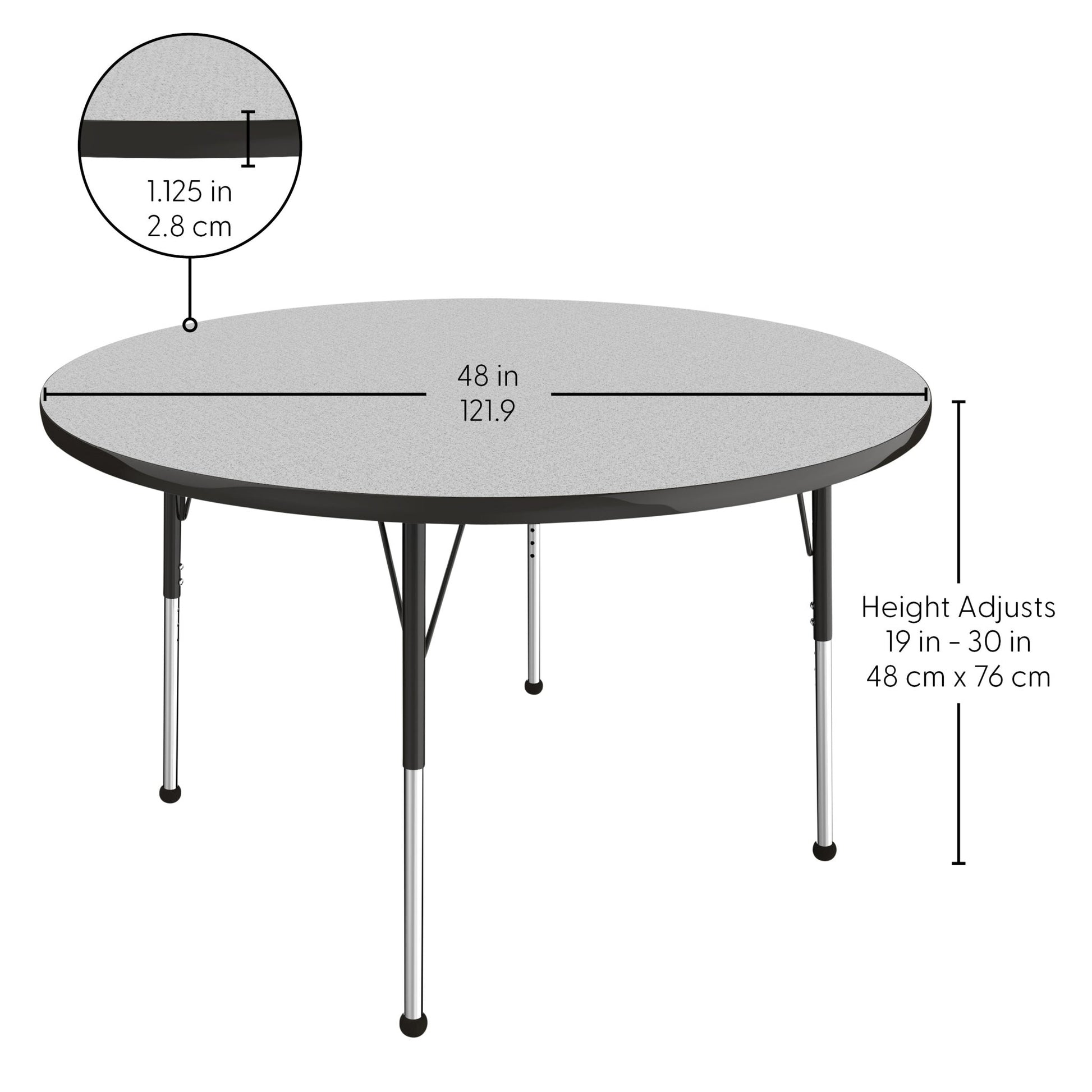 FDP 48" Round T - Molding Activity Table with Adjustable Standard Ball Glide Legs (FDP - 10044 - XX) - SchoolOutlet