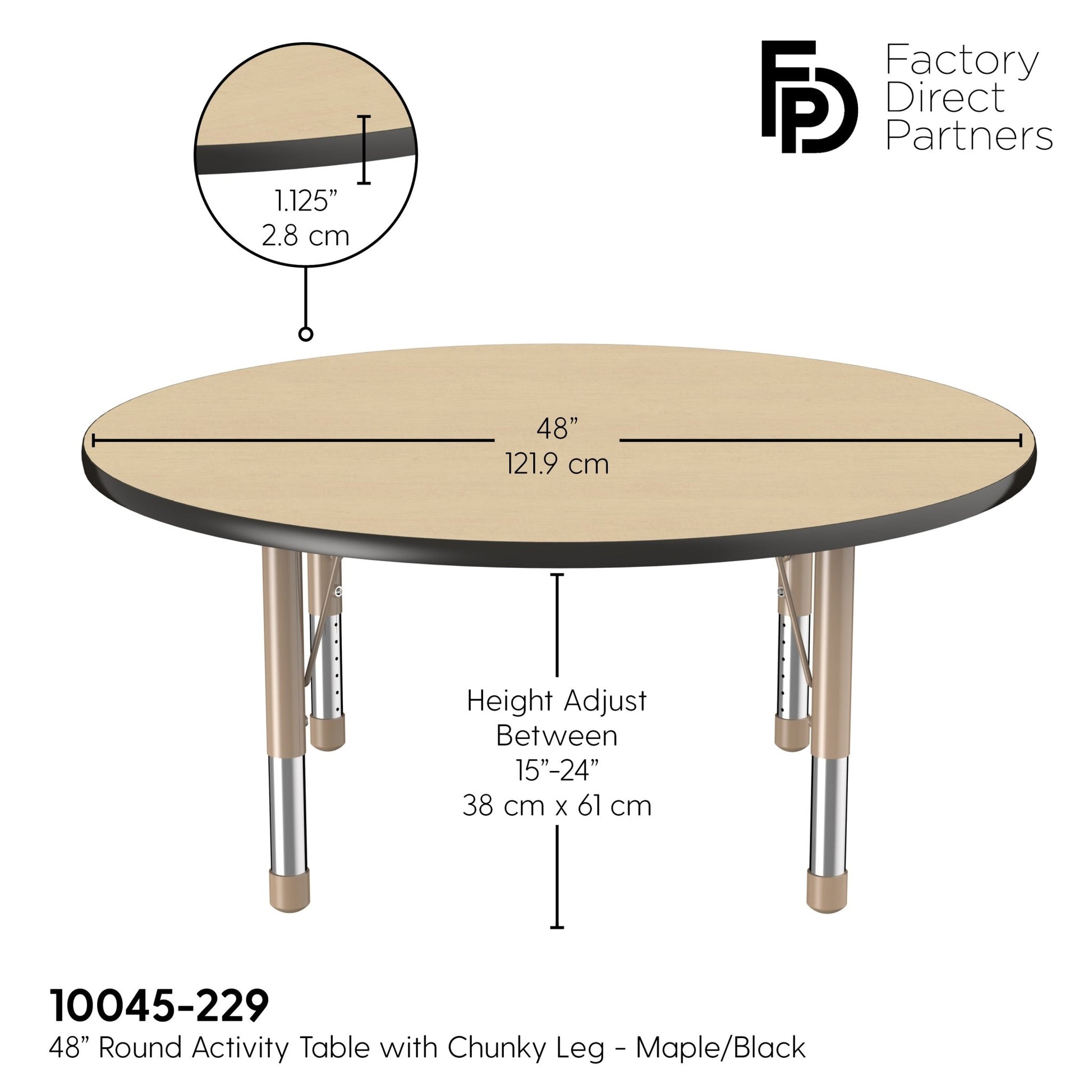 FDP 48" Round T - Molding Activity Table with Adjustable Chunky Legs (FDP - 10045 - XX) - SchoolOutlet