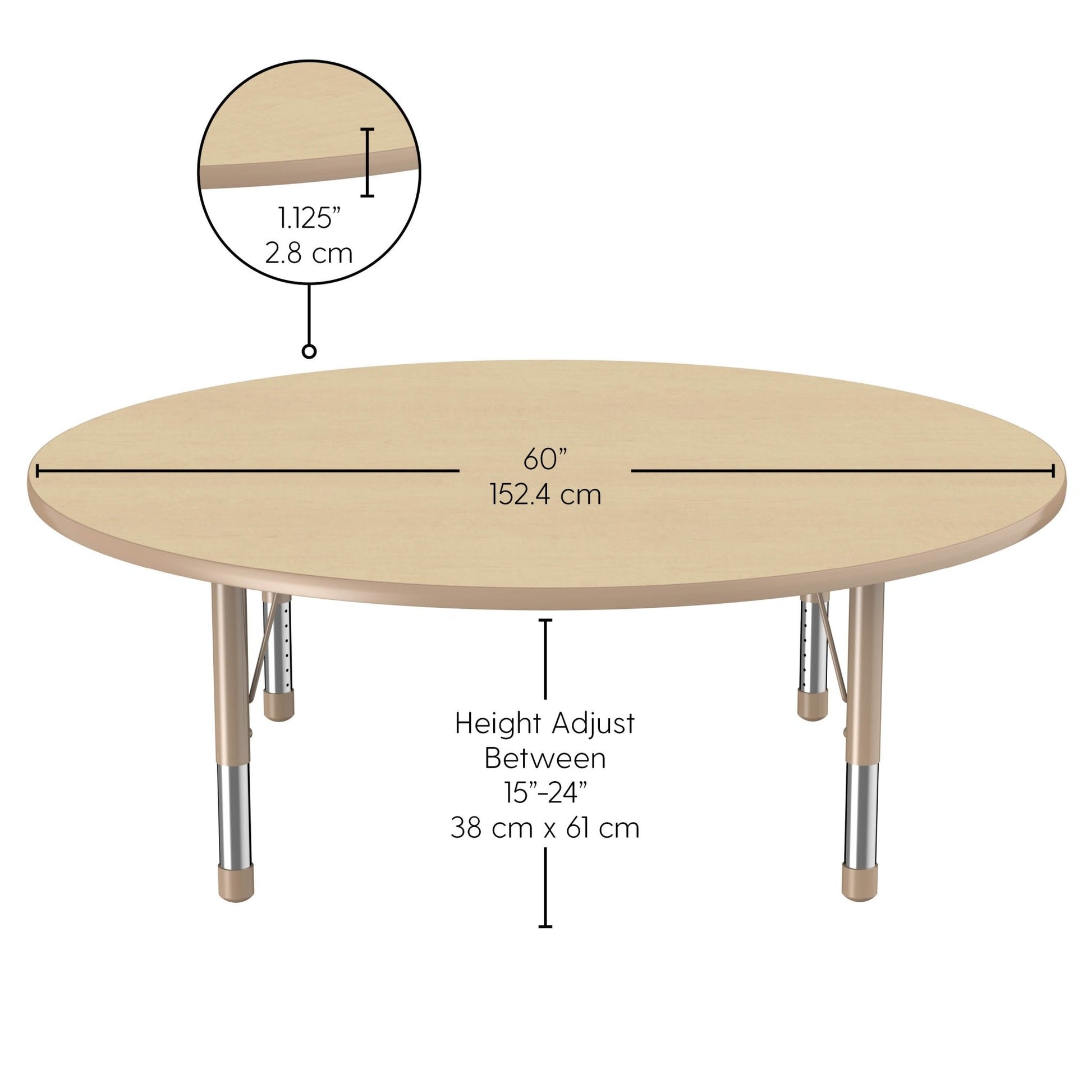 FDP 60" Round T - Molding Activity Table with Adjustable Chunky Legs (FDP - 10049 - XX) - SchoolOutlet