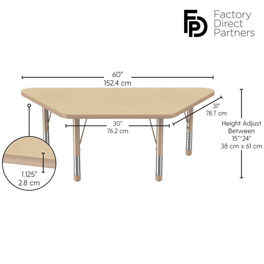FDP 30" x 60" Trapezoid T - Molding Activity Table with Adjustable Chunky Legs (FDP - 10072 - XX) - SchoolOutlet