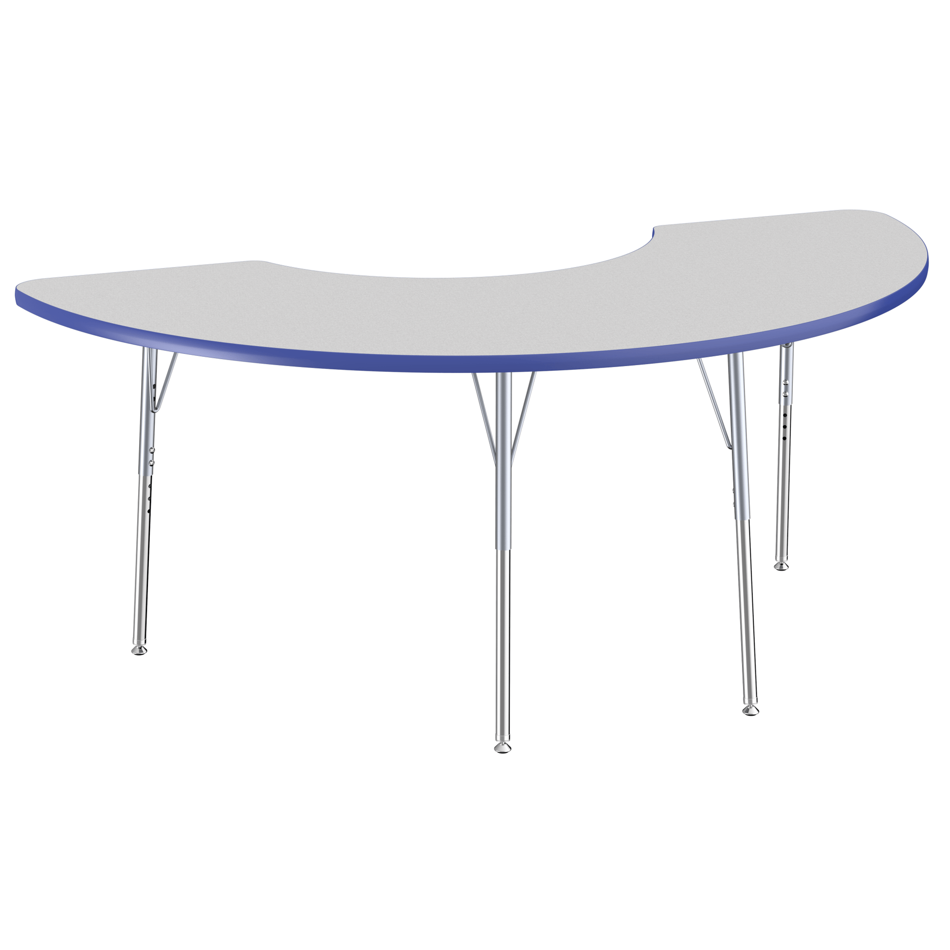 FDP 36" x 72" Half Moon T - Molding Activity Table with Adjustable Standard Swivel Glide Legs (FDP - 10077 - XX) - SchoolOutlet