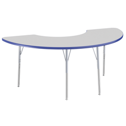 FDP 36" x 72" Half Moon T-Molding Activity Table with Adjustable Standard Swivel Glide Legs (FDP-10077-XX)
