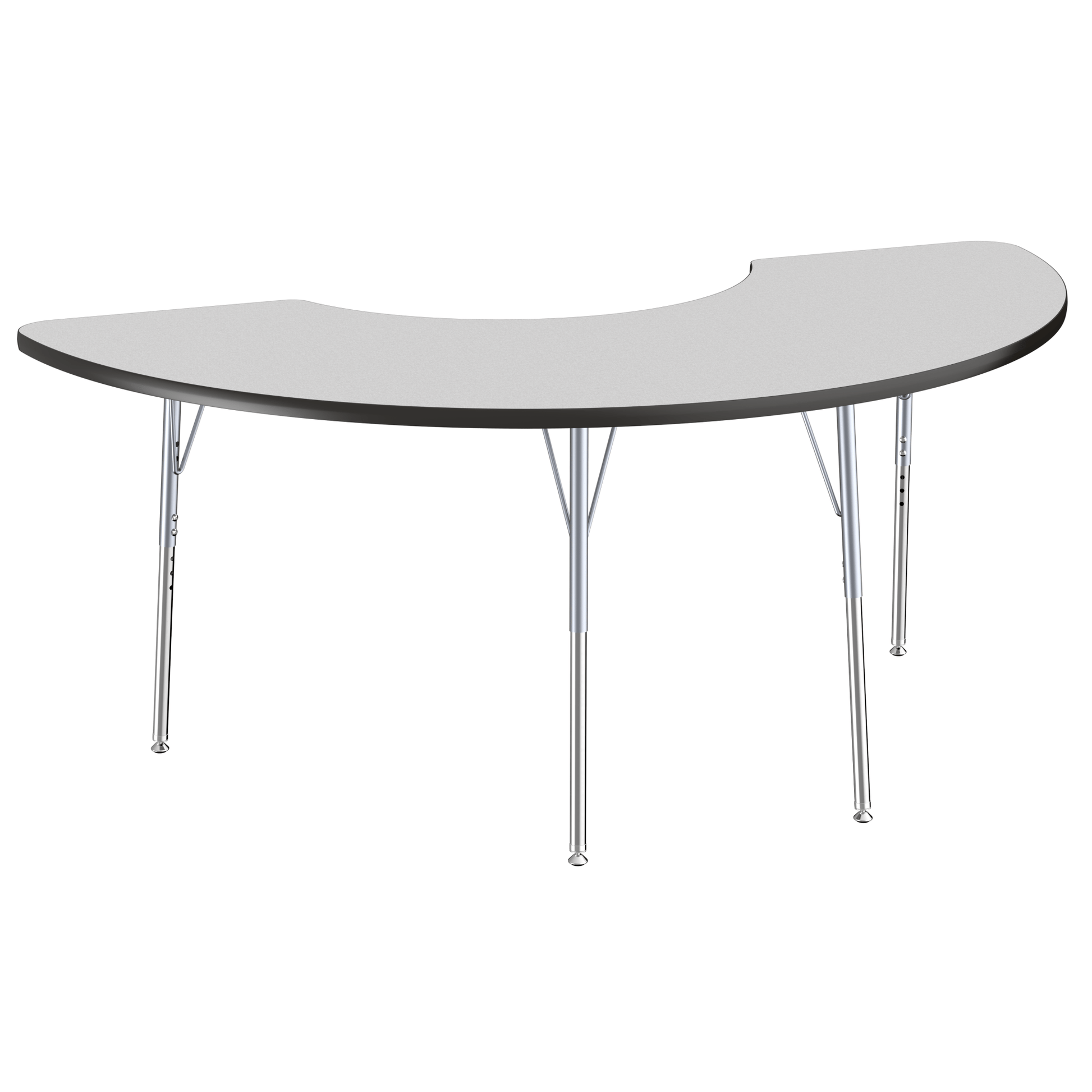 FDP 36" x 72" Half Moon T - Molding Activity Table with Adjustable Standard Swivel Glide Legs (FDP - 10077 - XX) - SchoolOutlet