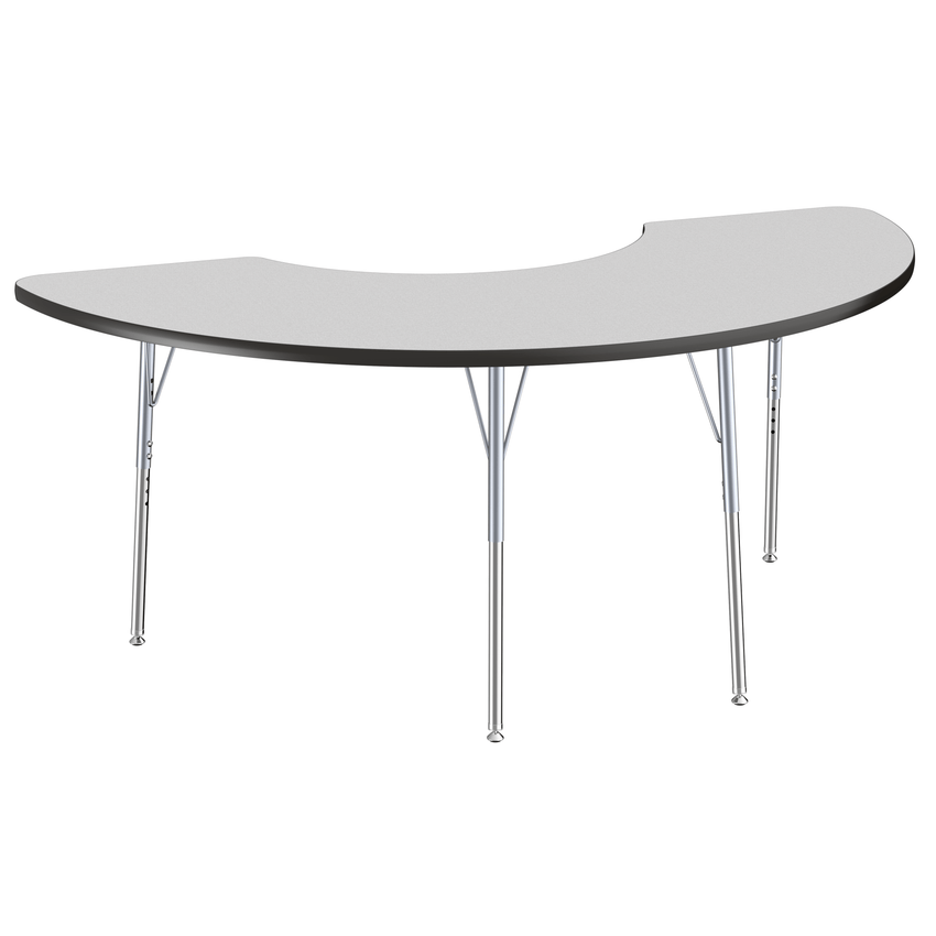 FDP 36" x 72" Half Moon T - Molding Activity Table with Adjustable Standard Swivel Glide Legs (FDP - 10077 - XX) - SchoolOutlet