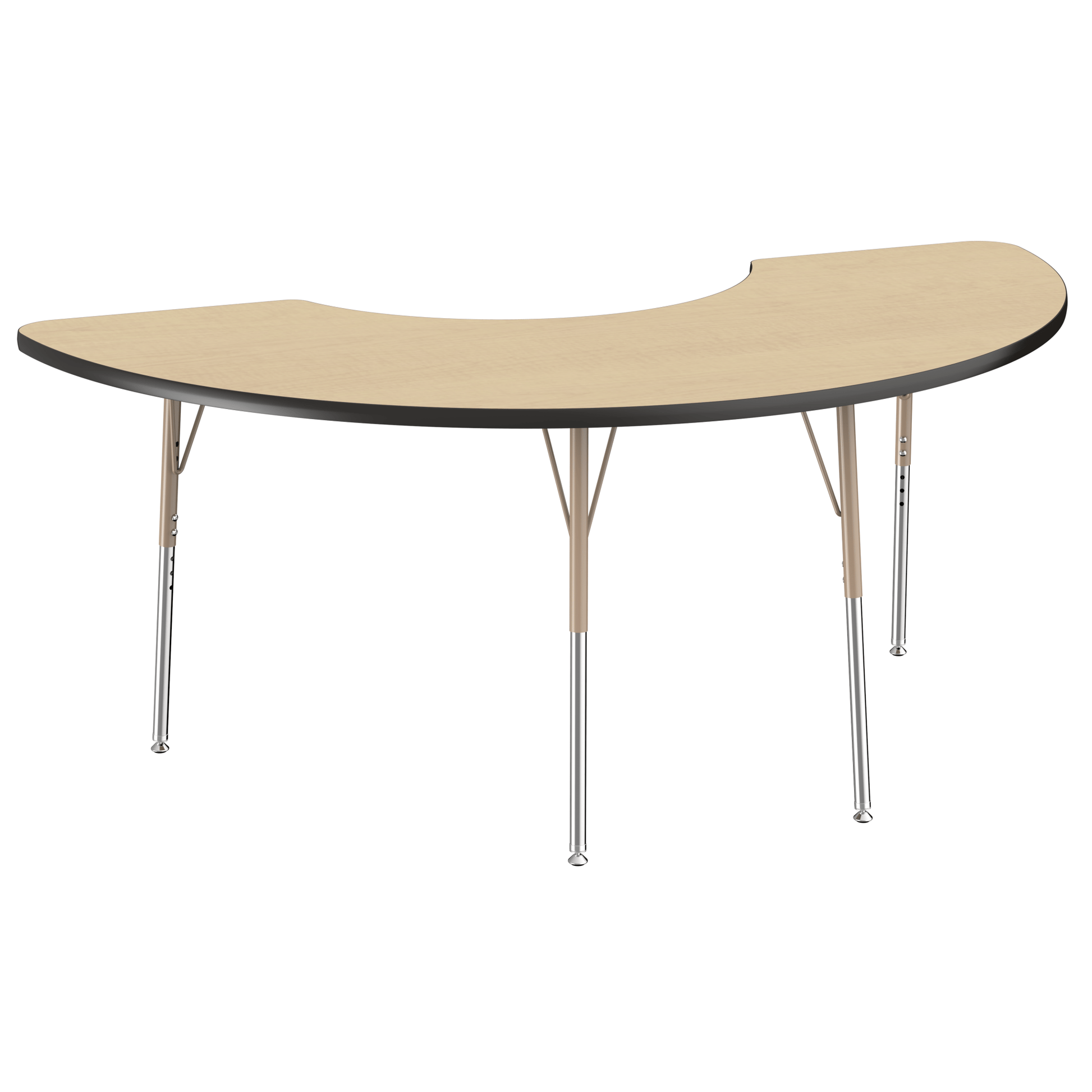 FDP 36" x 72" Half Moon T - Molding Activity Table with Adjustable Standard Swivel Glide Legs (FDP - 10077 - XX) - SchoolOutlet