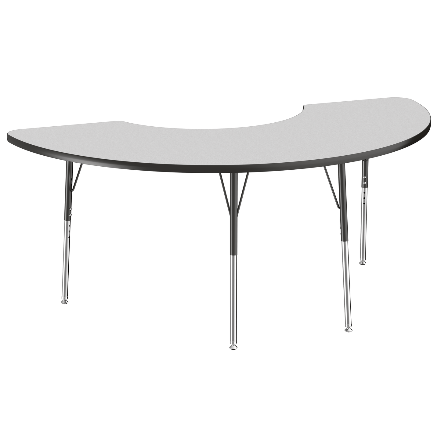 FDP 36" x 72" Half Moon T - Molding Activity Table with Adjustable Standard Swivel Glide Legs (FDP - 10077 - XX) - SchoolOutlet