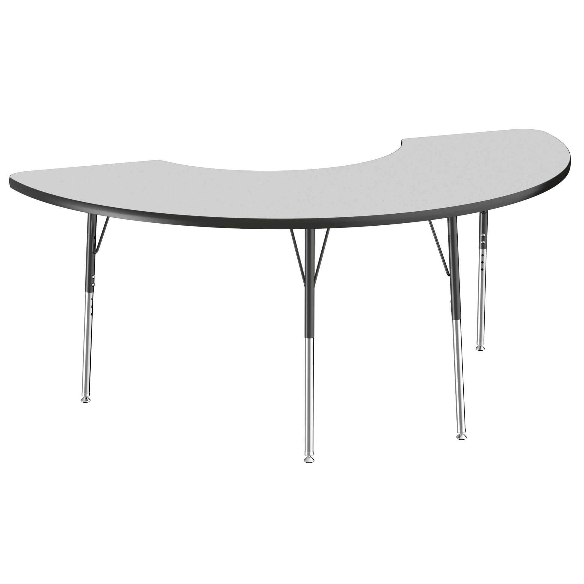 FDP 36" x 72" Half Moon T - Molding Activity Table with Adjustable Standard Swivel Glide Legs (FDP - 10077 - XX) - SchoolOutlet