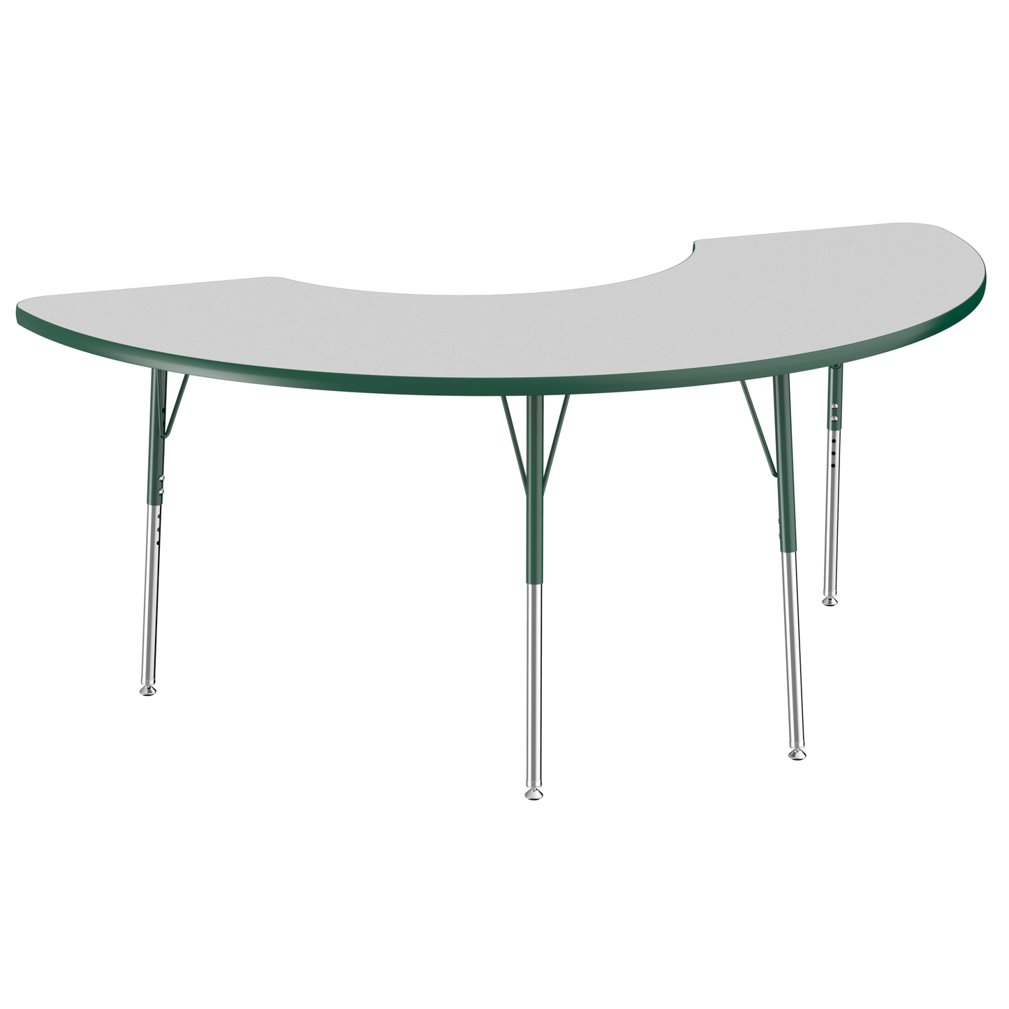 FDP 36" x 72" Half Moon T - Molding Activity Table with Adjustable Standard Swivel Glide Legs (FDP - 10077 - XX) - SchoolOutlet