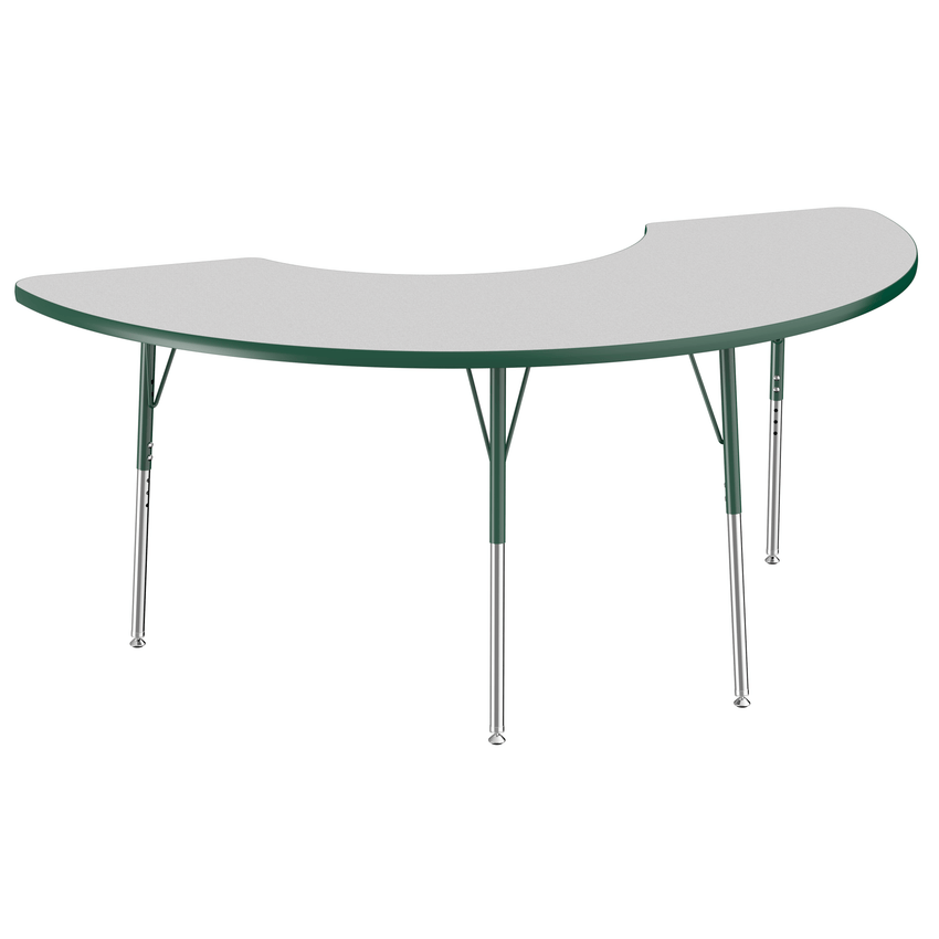FDP 36" x 72" Half Moon T - Molding Activity Table with Adjustable Standard Swivel Glide Legs (FDP - 10077 - XX) - SchoolOutlet