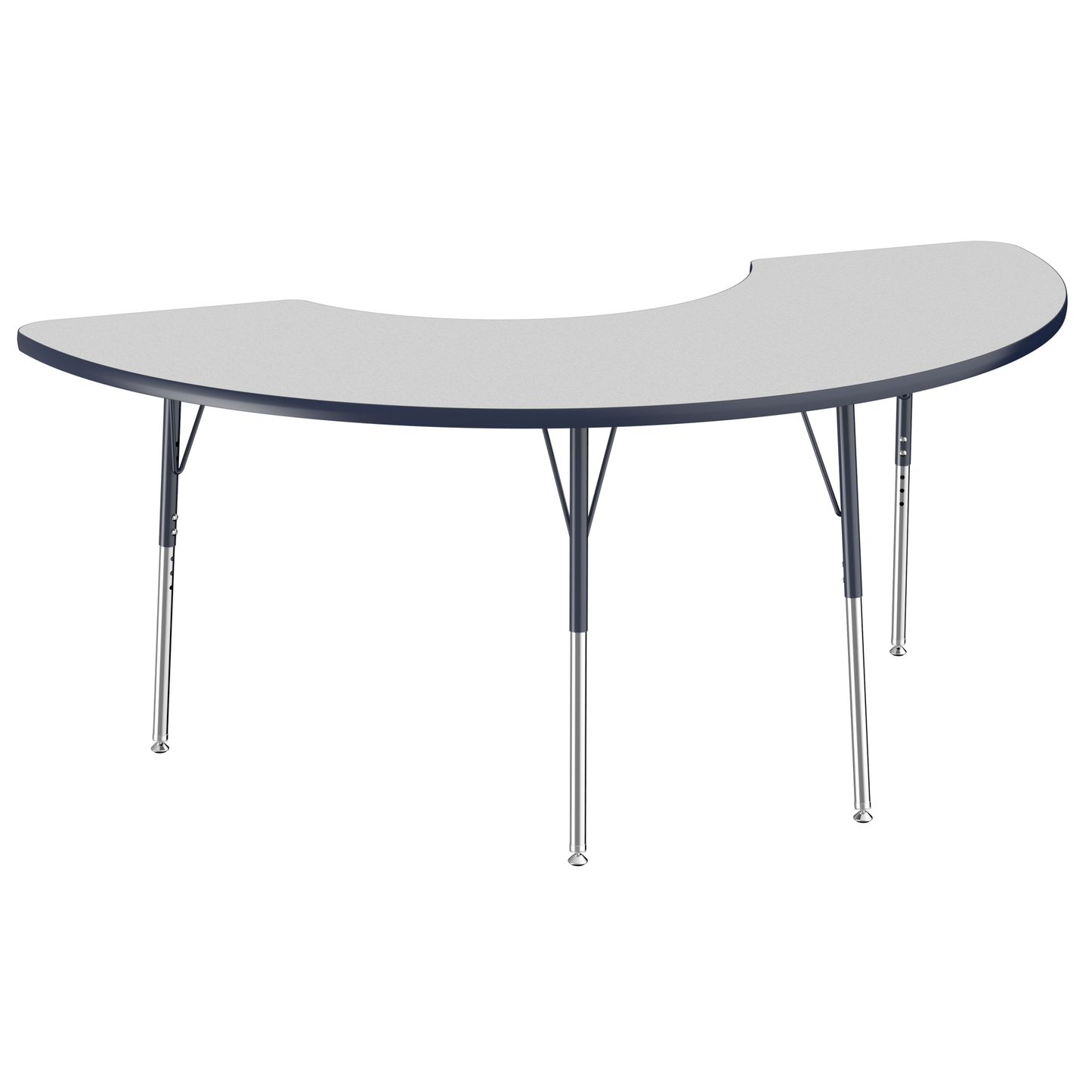 FDP 36" x 72" Half Moon T - Molding Activity Table with Adjustable Standard Swivel Glide Legs (FDP - 10077 - XX) - SchoolOutlet