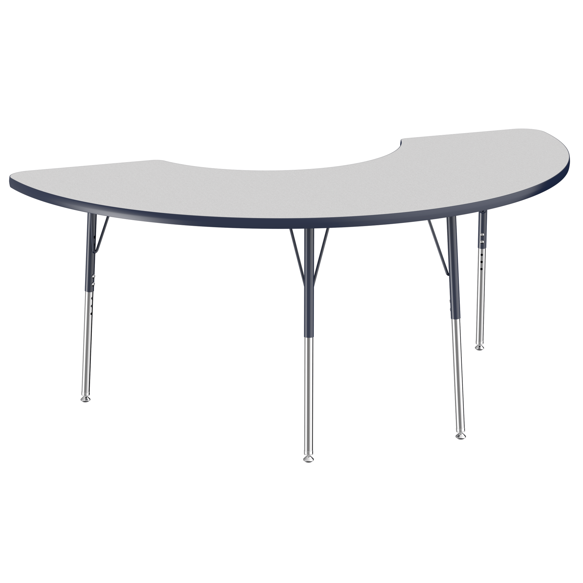 FDP 36" x 72" Half Moon T - Molding Activity Table with Adjustable Standard Swivel Glide Legs (FDP - 10077 - XX) - SchoolOutlet