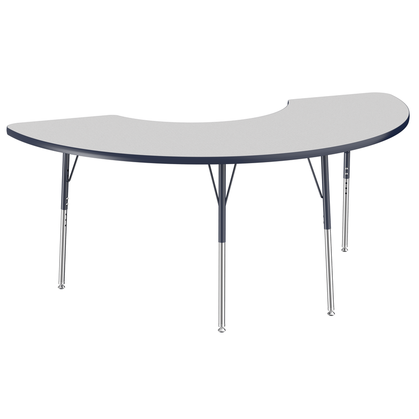 FDP 36" x 72" Half Moon T - Molding Activity Table with Adjustable Standard Swivel Glide Legs (FDP - 10077 - XX) - SchoolOutlet