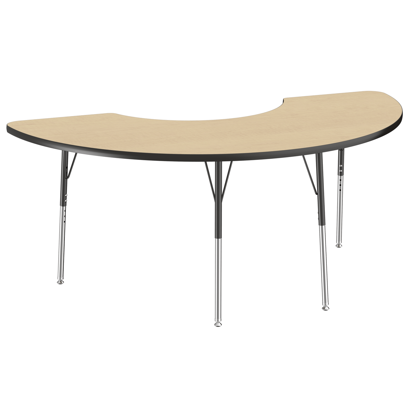 FDP 36" x 72" Half Moon T - Molding Activity Table with Adjustable Standard Swivel Glide Legs (FDP - 10077 - XX) - SchoolOutlet