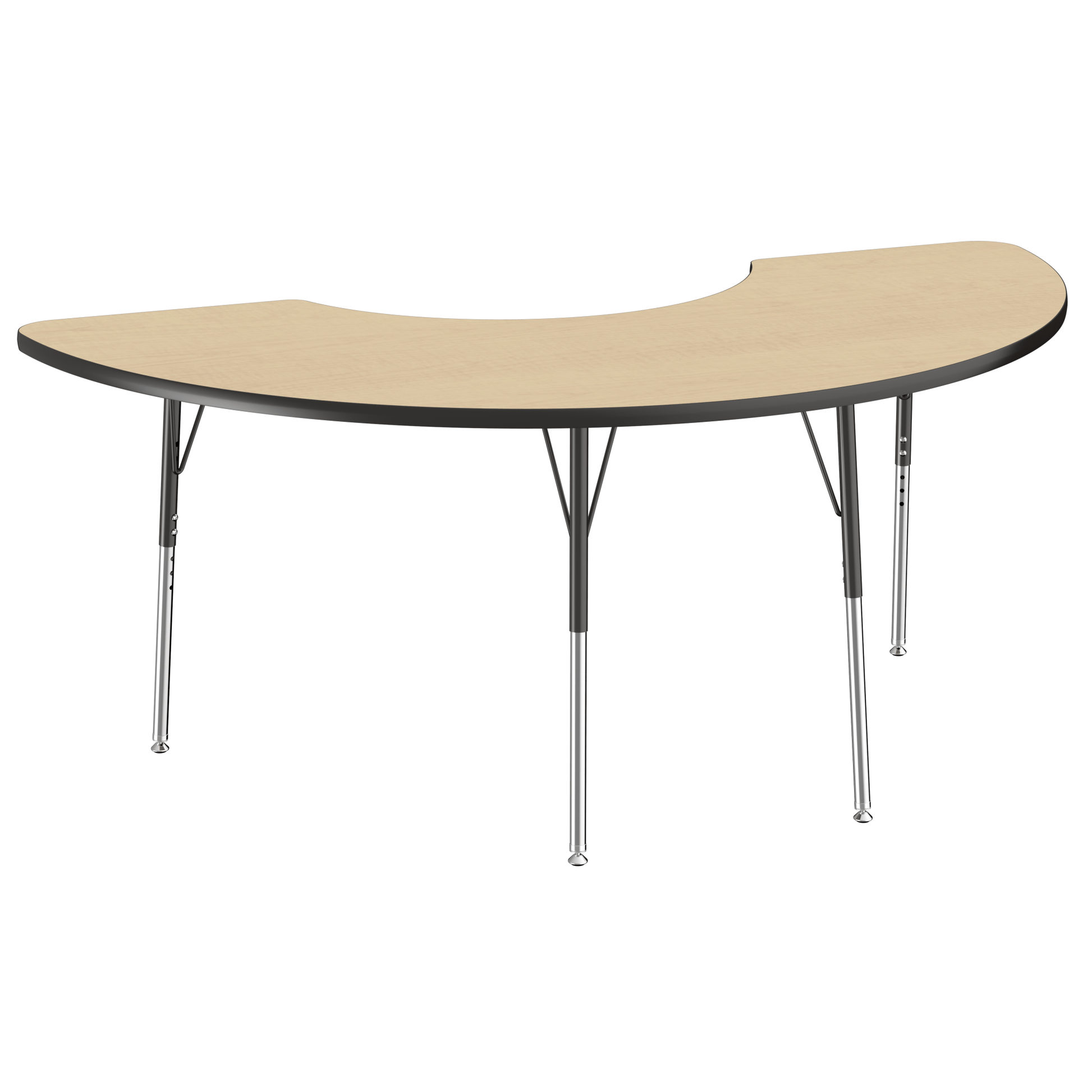 FDP 36" x 72" Half Moon T - Molding Activity Table with Adjustable Standard Swivel Glide Legs (FDP - 10077 - XX) - SchoolOutlet