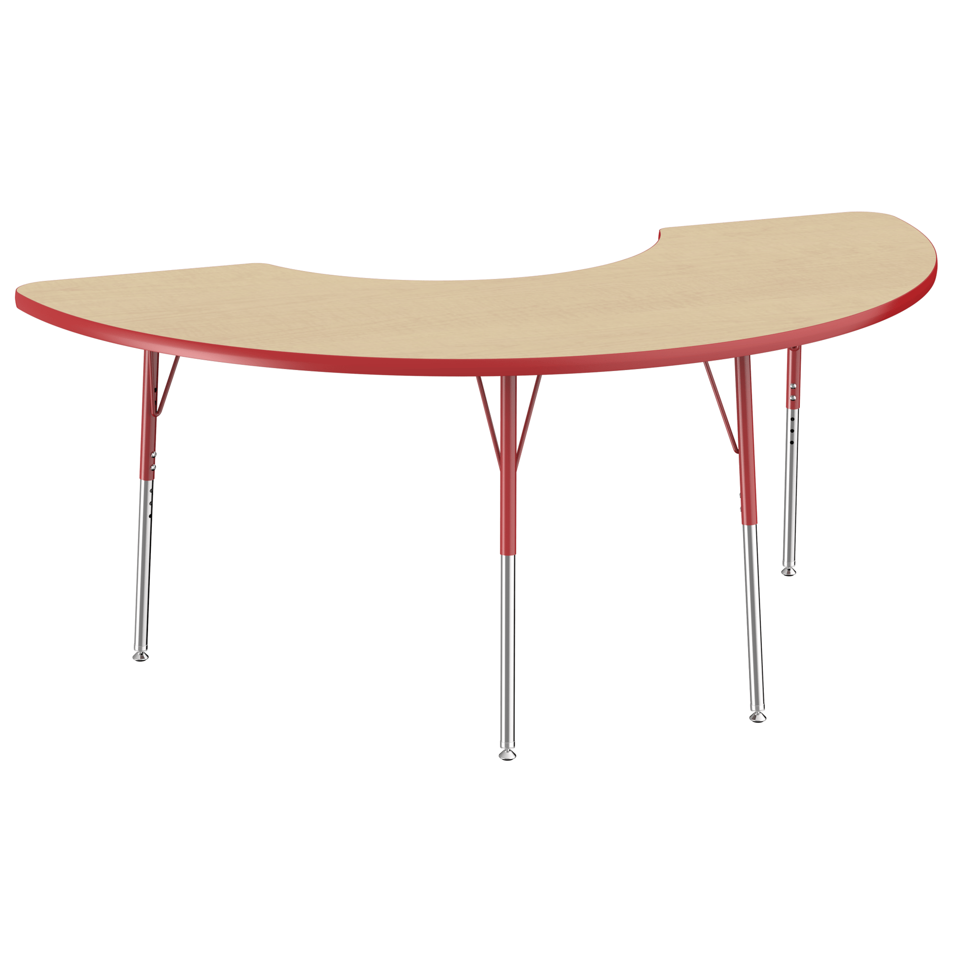 FDP 36" x 72" Half Moon T - Molding Activity Table with Adjustable Standard Swivel Glide Legs (FDP - 10077 - XX) - SchoolOutlet