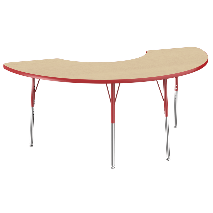 FDP 36" x 72" Half Moon T - Molding Activity Table with Adjustable Standard Swivel Glide Legs (FDP - 10077 - XX) - SchoolOutlet