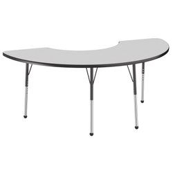 FDP 36" x 72" Half Moon T-Molding Activity Table with Adjustable Standard Ball Glide Legs (FDP-10078-XX)