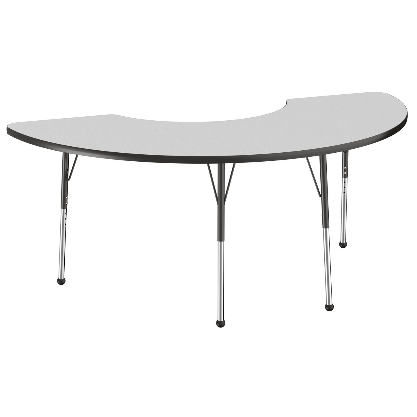FDP 36" x 72" Half Moon T - Molding Activity Table with Adjustable Standard Ball Glide Legs (FDP - 10078 - XX) - SchoolOutlet