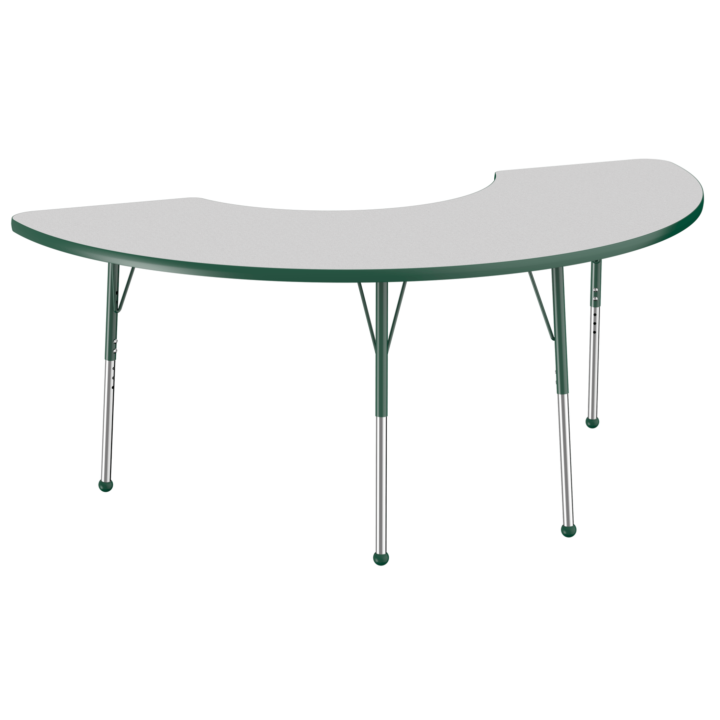 FDP 36" x 72" Half Moon T - Molding Activity Table with Adjustable Standard Ball Glide Legs (FDP - 10078 - XX) - SchoolOutlet