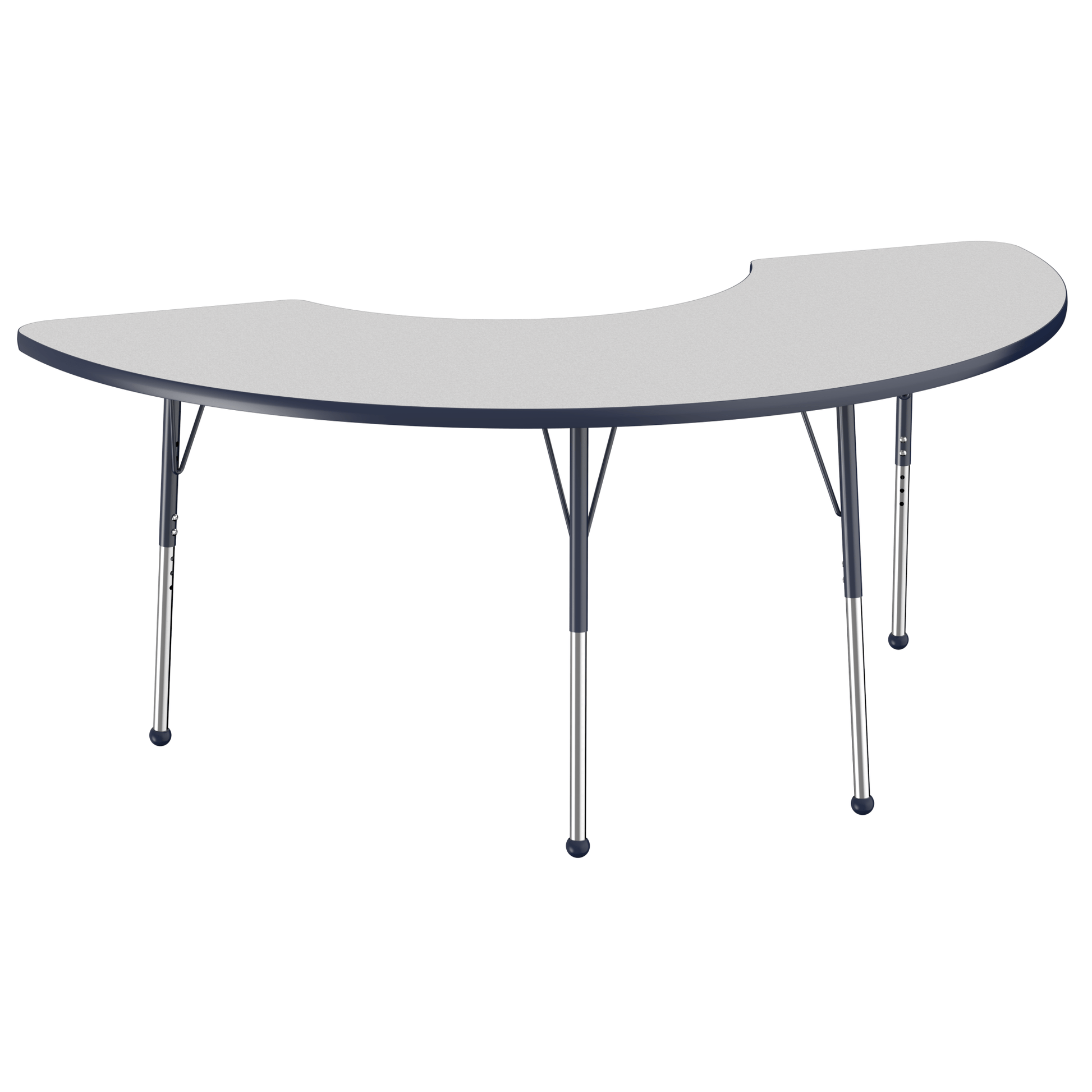FDP 36" x 72" Half Moon T - Molding Activity Table with Adjustable Standard Ball Glide Legs (FDP - 10078 - XX) - SchoolOutlet