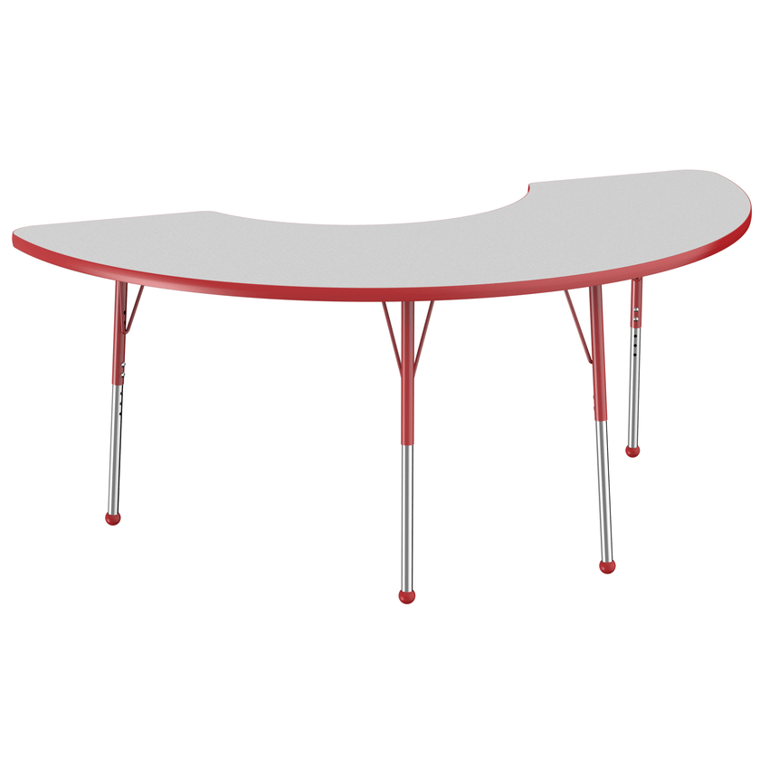 FDP 36" x 72" Half Moon T - Molding Activity Table with Adjustable Standard Ball Glide Legs (FDP - 10078 - XX) - SchoolOutlet