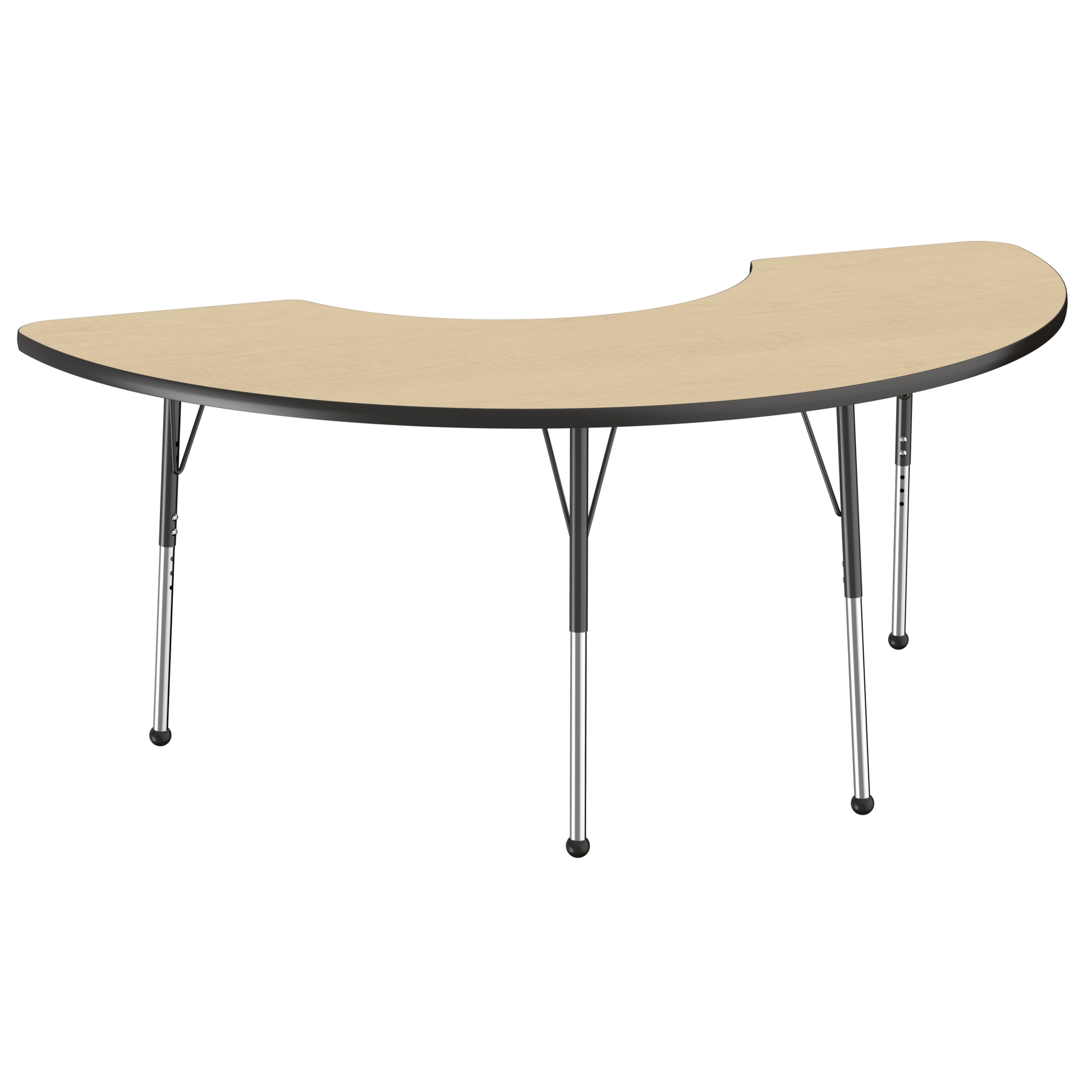 FDP 36" x 72" Half Moon T - Molding Activity Table with Adjustable Standard Ball Glide Legs (FDP - 10078 - XX) - SchoolOutlet