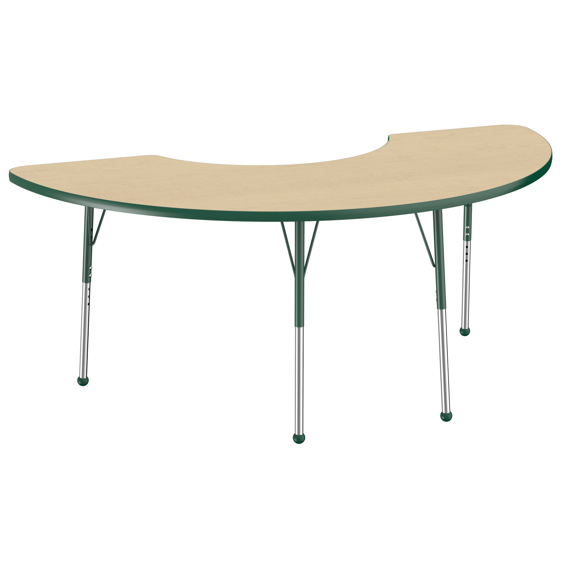 FDP 36" x 72" Half Moon T - Molding Activity Table with Adjustable Standard Ball Glide Legs (FDP - 10078 - XX) - SchoolOutlet