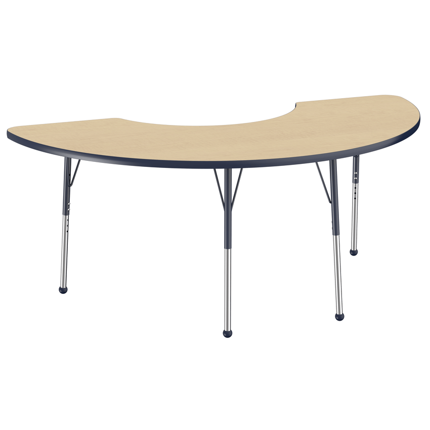 FDP 36" x 72" Half Moon T - Molding Activity Table with Adjustable Standard Ball Glide Legs (FDP - 10078 - XX) - SchoolOutlet