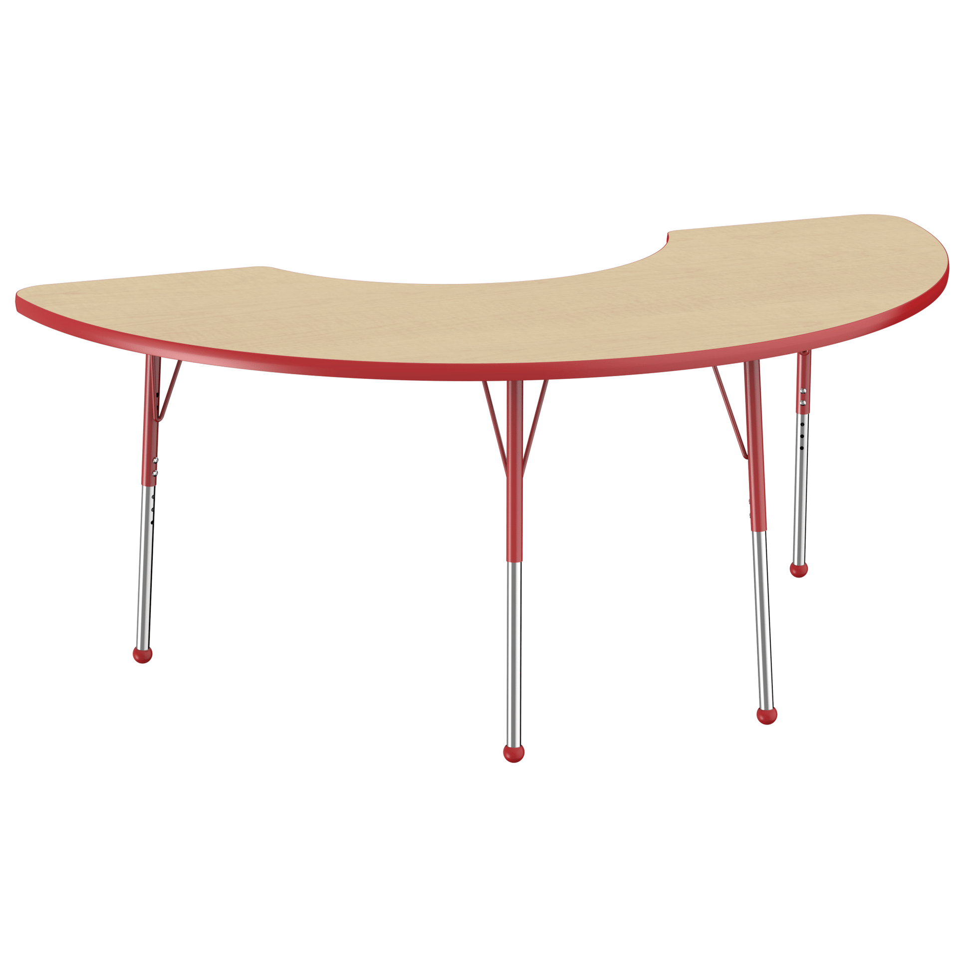 FDP 36" x 72" Half Moon T - Molding Activity Table with Adjustable Standard Ball Glide Legs (FDP - 10078 - XX) - SchoolOutlet