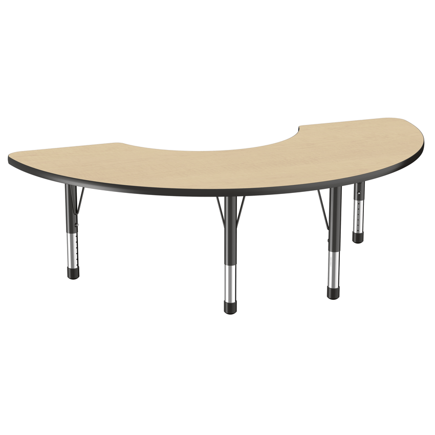 FDP 36" x 72" Half Moon T - Molding Activity Table with Adjustable Chunky Legs (FDP - 10079 - XX) - SchoolOutlet