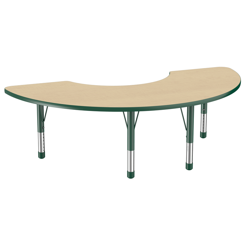 FDP 36" x 72" Half Moon T - Molding Activity Table with Adjustable Chunky Legs (FDP - 10079 - XX) - SchoolOutlet