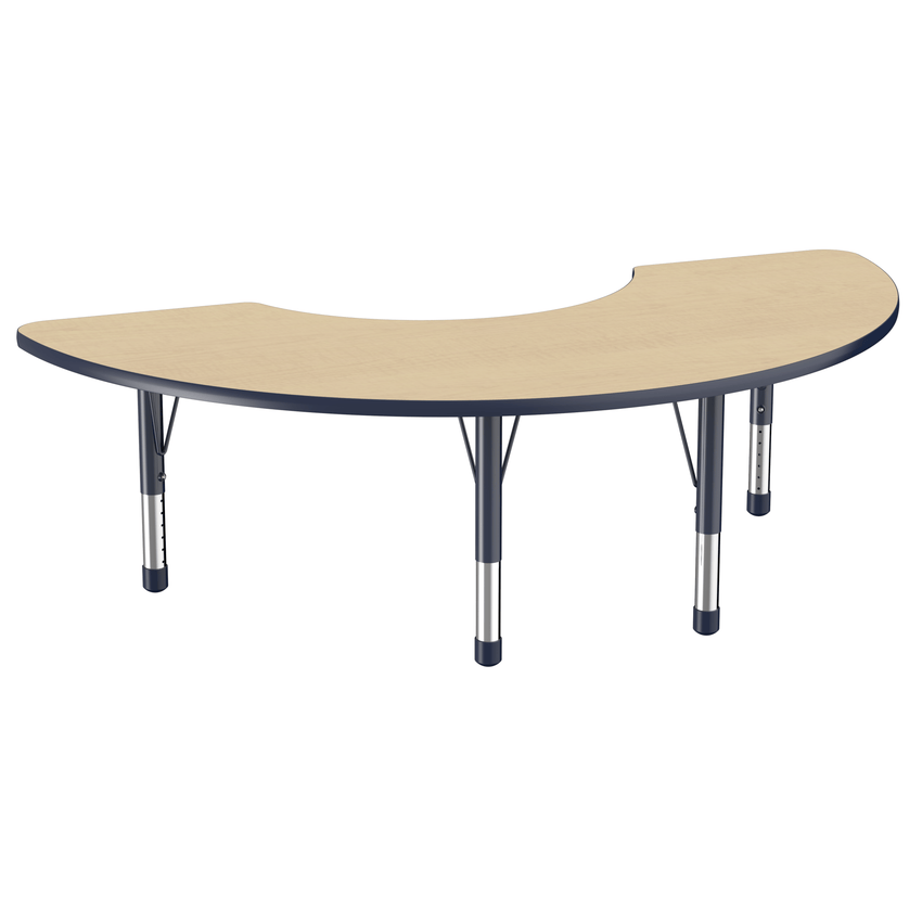 FDP 36" x 72" Half Moon T - Molding Activity Table with Adjustable Chunky Legs (FDP - 10079 - XX) - SchoolOutlet