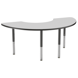 FDP 36" x 72" Half Moon T-Molding Activity Table with Adjustable Super Legs (FDP-10080-XX)