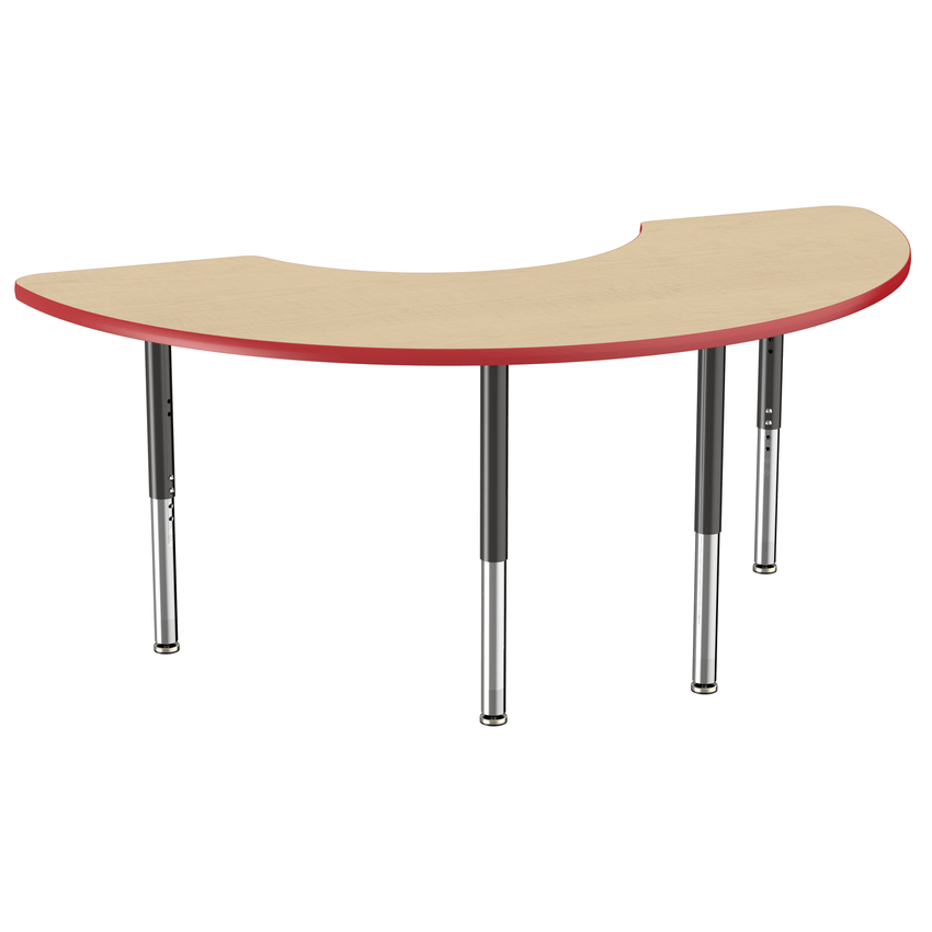 FDP 36" x 72" Half Moon T - Molding Activity Table with Adjustable Super Legs (FDP - 10080 - XX) - SchoolOutlet