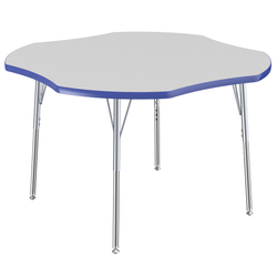 FDP 48" x 48" Clover T-Molding Activity Table with Adjustable Standard Swivel Glide Legs (FDP-10081-XX)