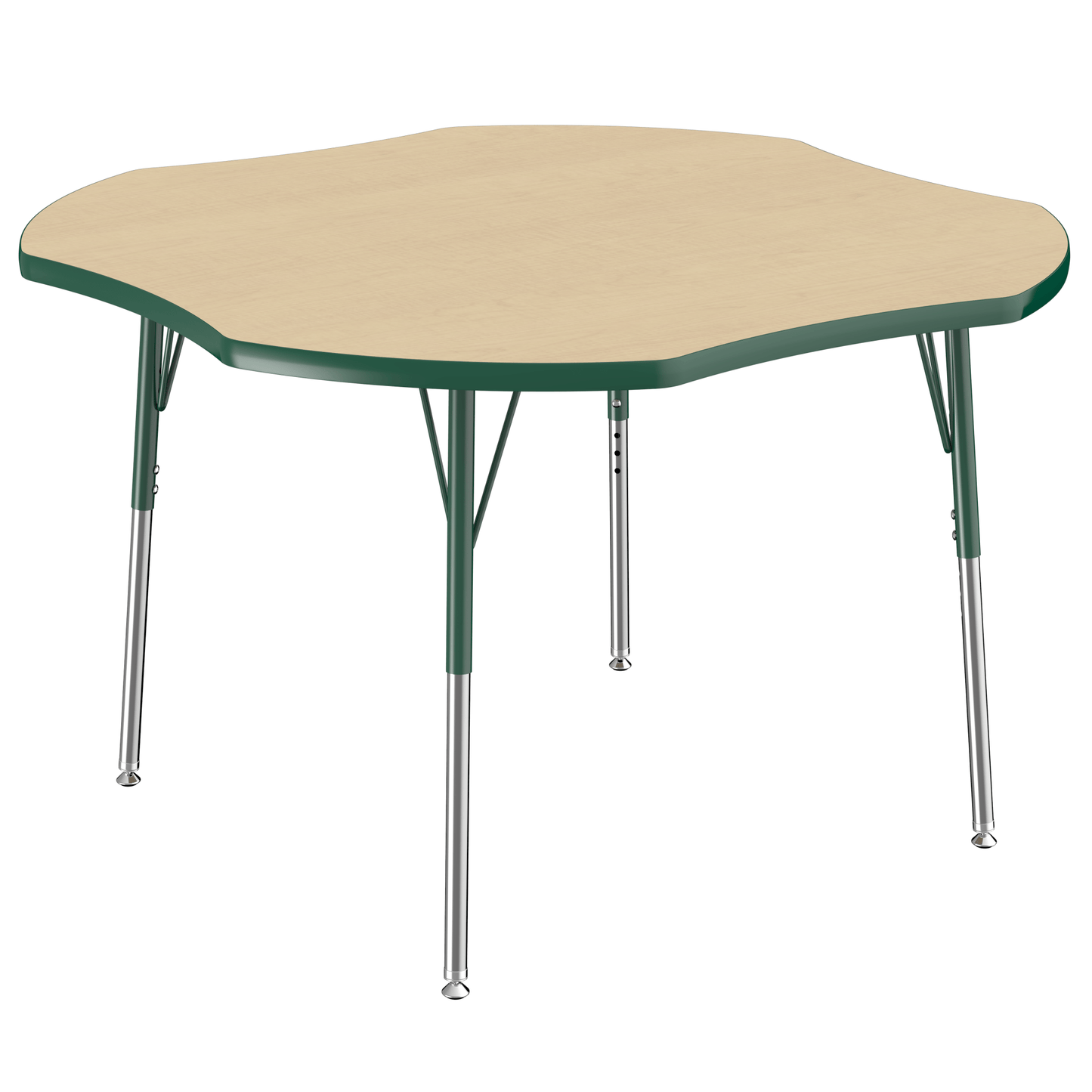FDP 48" x 48" Clover T - Molding Activity Table with Adjustable Standard Swivel Glide Legs (FDP - 10081 - XX) - SchoolOutlet