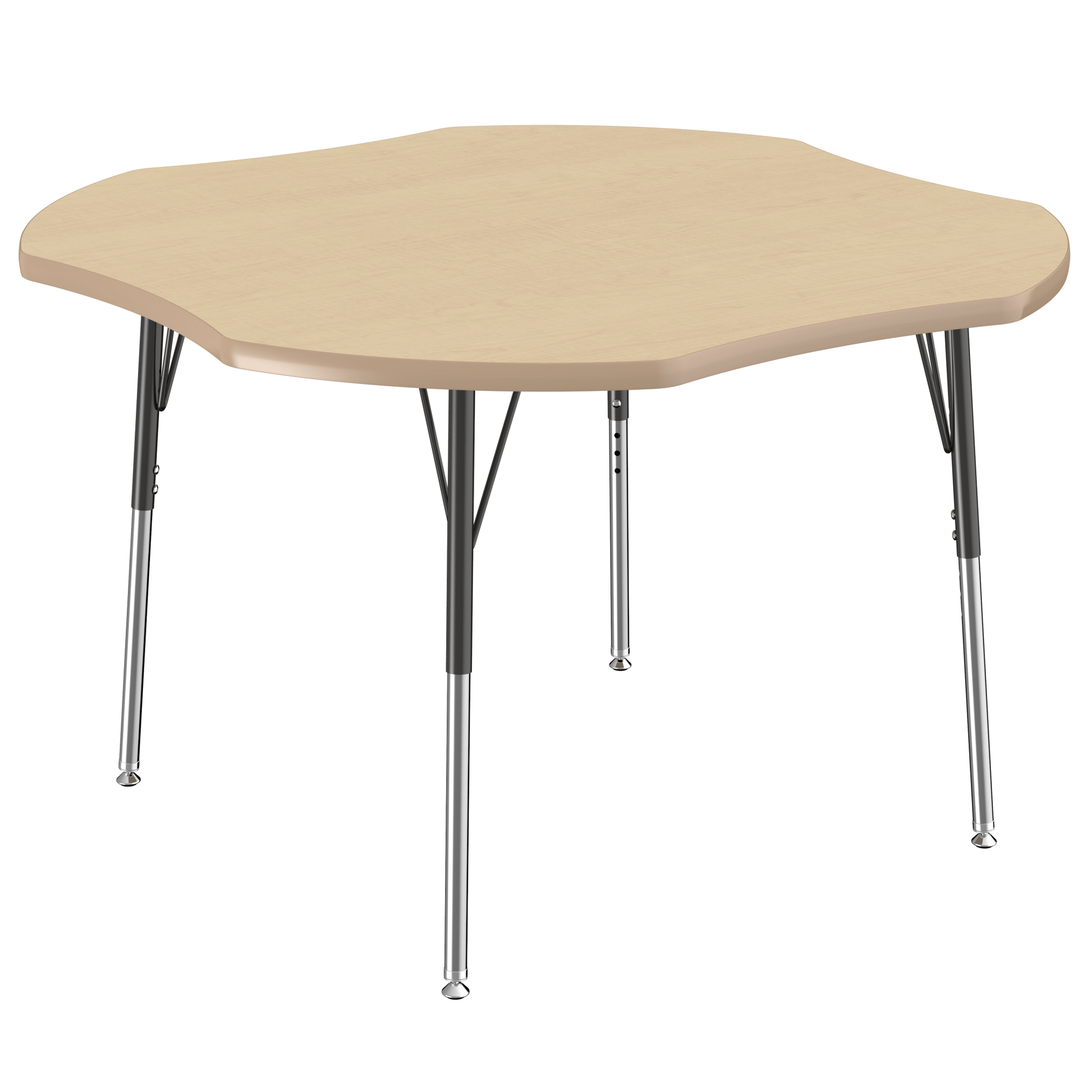 FDP 48" x 48" Clover T - Molding Activity Table with Adjustable Standard Swivel Glide Legs (FDP - 10081 - XX) - SchoolOutlet