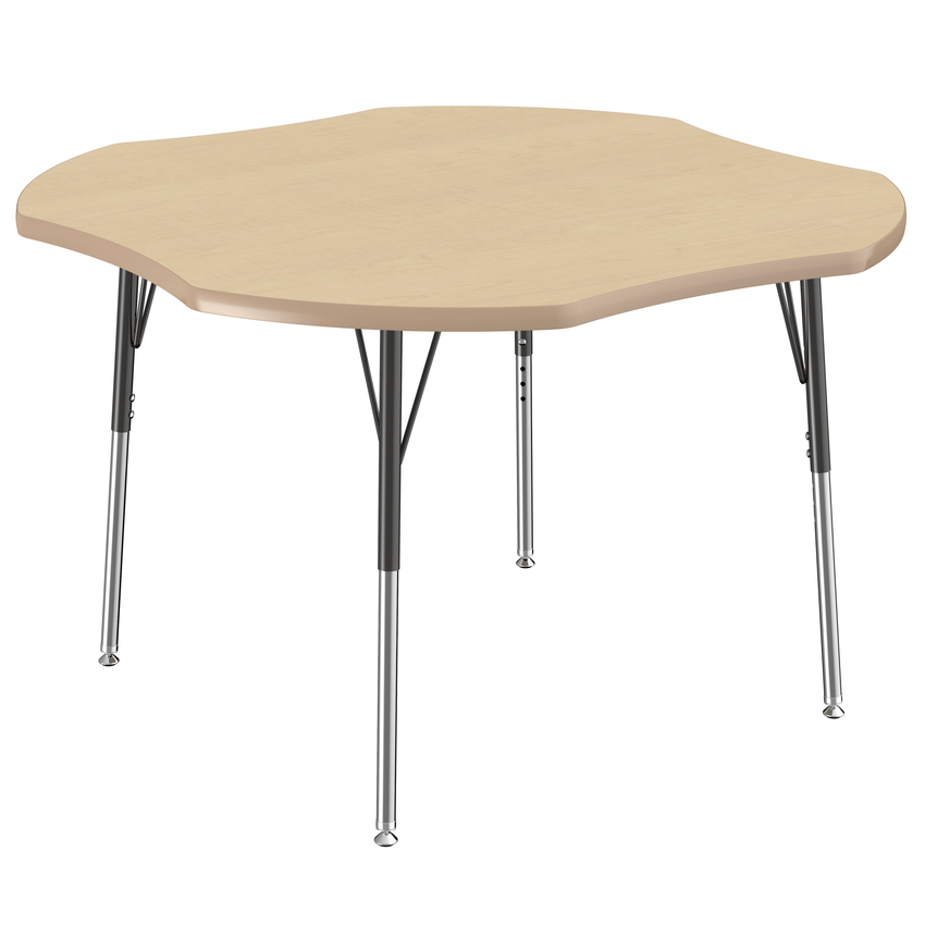 FDP 48" x 48" Clover T - Molding Activity Table with Adjustable Standard Swivel Glide Legs (FDP - 10081 - XX) - SchoolOutlet