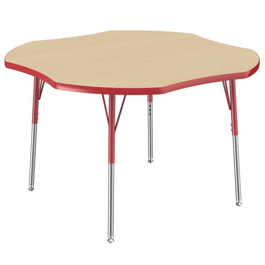 FDP 48" x 48" Clover T - Molding Activity Table with Adjustable Standard Swivel Glide Legs (FDP - 10081 - XX) - SchoolOutlet