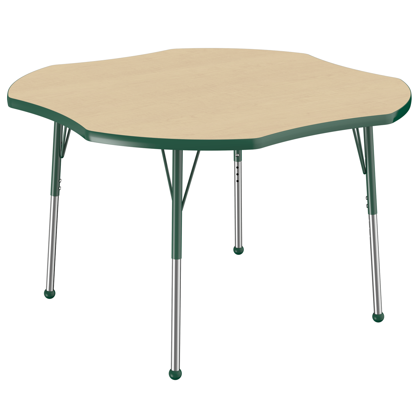 FDP 48" x 48" Clover T - Molding Activity Table with Adjustable Standard Ball Glide Legs (FDP - 10082 - XX) - SchoolOutlet