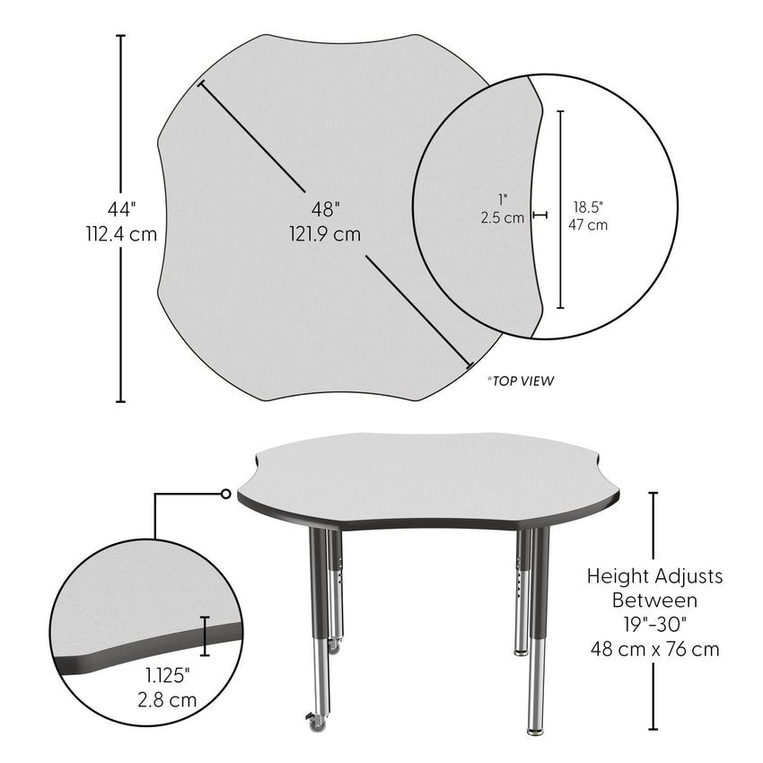 FDP 48" x 48" Clover T - Molding Activity Table with Adjustable Super Legs (FDP - 10084 - XX) - SchoolOutlet