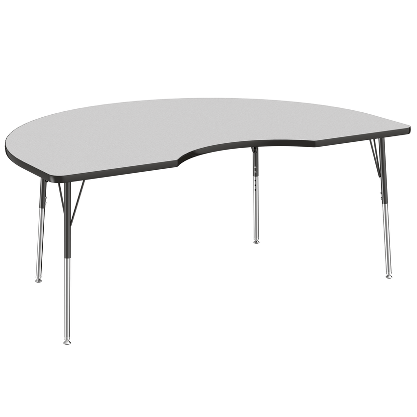 FDP 48" x 72" Kidney T - Molding Activity Table with Adjustable Standard Swivel Glide Legs (FDP - 10085 - XX) - SchoolOutlet