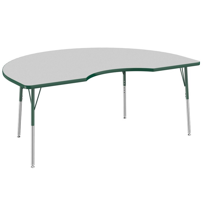 FDP 48" x 72" Kidney T - Molding Activity Table with Adjustable Standard Swivel Glide Legs (FDP - 10085 - XX) - SchoolOutlet