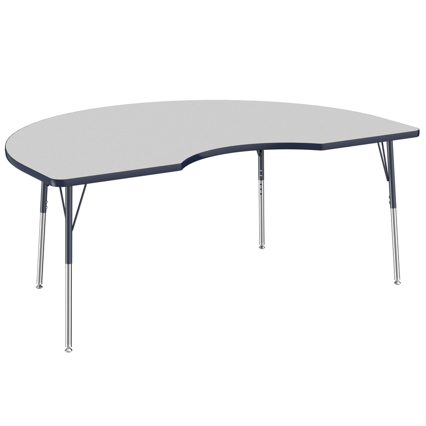 FDP 48" x 72" Kidney T - Molding Activity Table with Adjustable Standard Swivel Glide Legs (FDP - 10085 - XX) - SchoolOutlet
