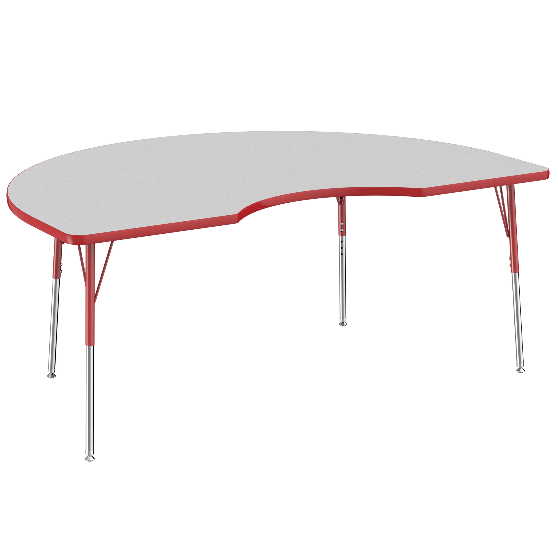 FDP 48" x 72" Kidney T - Molding Activity Table with Adjustable Standard Swivel Glide Legs (FDP - 10085 - XX) - SchoolOutlet